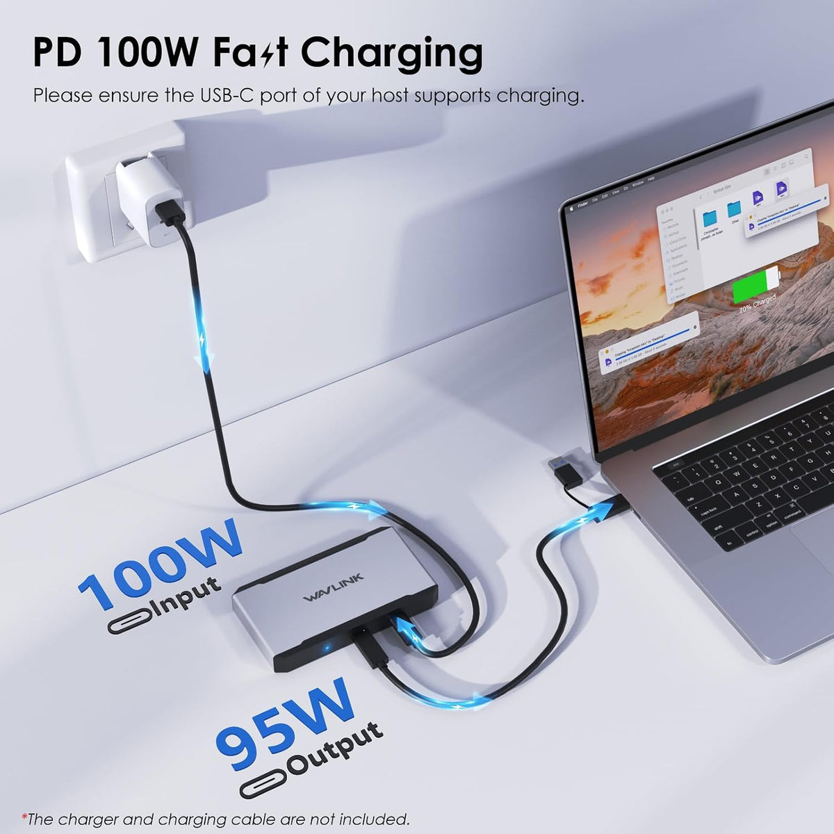 WAVLINK Adaptador USB C a triple monitor, compatible con Mac y Windows