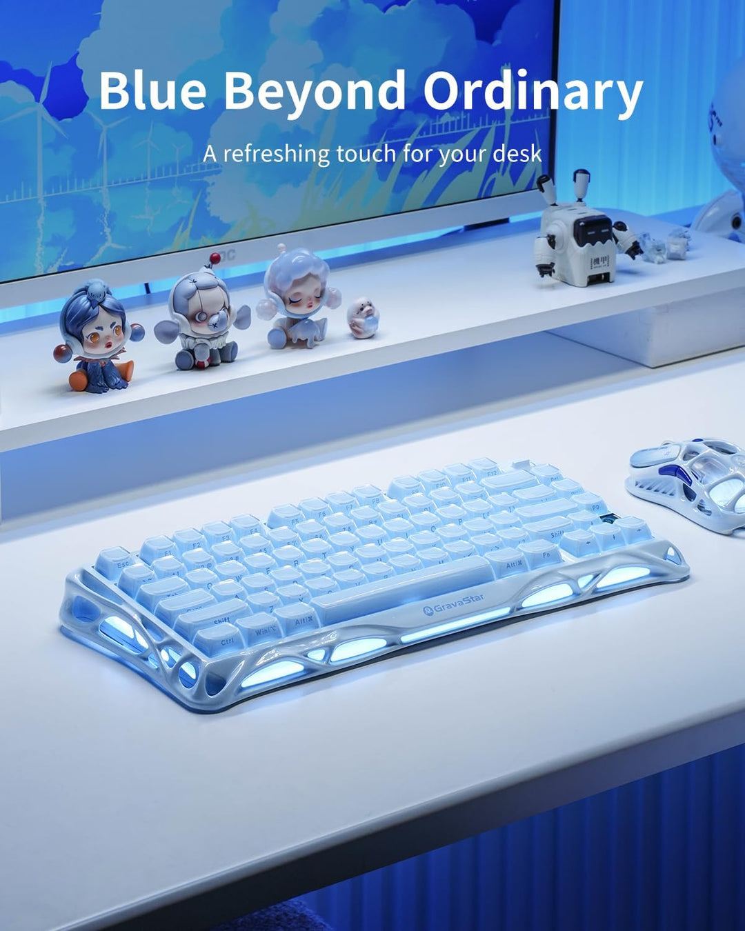 GravaStar Mercury K1 75% Blue Gaming Keyboard, Aluminum Alloy Mecha...