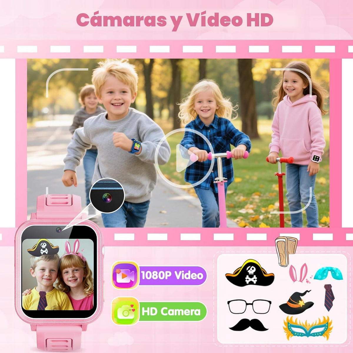 Smart Watch para Kids Girls Gift Age 3-12 con 39 Games Alarm Clock Camera