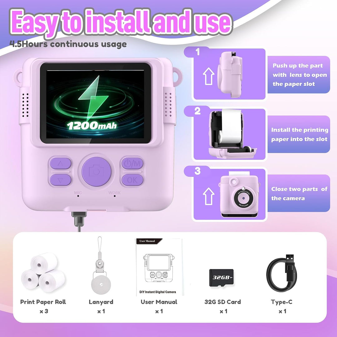 ESOXOFFORE Cámara de impresión instantánea para niños, regalos de c...