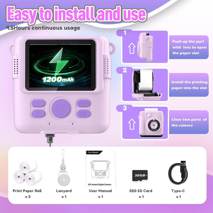 ESOXOFFORE Cámara de impresión instantánea para niños, regalos de c...