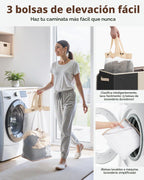 SOLEDI Cesta de lavandería de 3 secciones de 180L con tapa, cesta de ropa sucia extragrande con asas resistentes para lavandería y dormitorio, organizador duradero para clasificar la ropa sucia