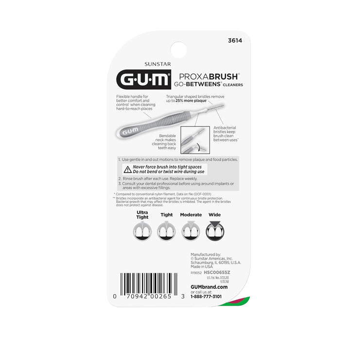 GUM Proxabrush Go-Betweens - Cepillos interdentales anchos - Puntas...