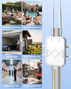AX3000 Extensor WiFi 6 para exteriores, extensor de señal WiFi para exteriores, punto de acceso Gigabit inalámbrico, IP65, resistente a la intemperie, fuente de alimentación PoE, para Starlink, cámara