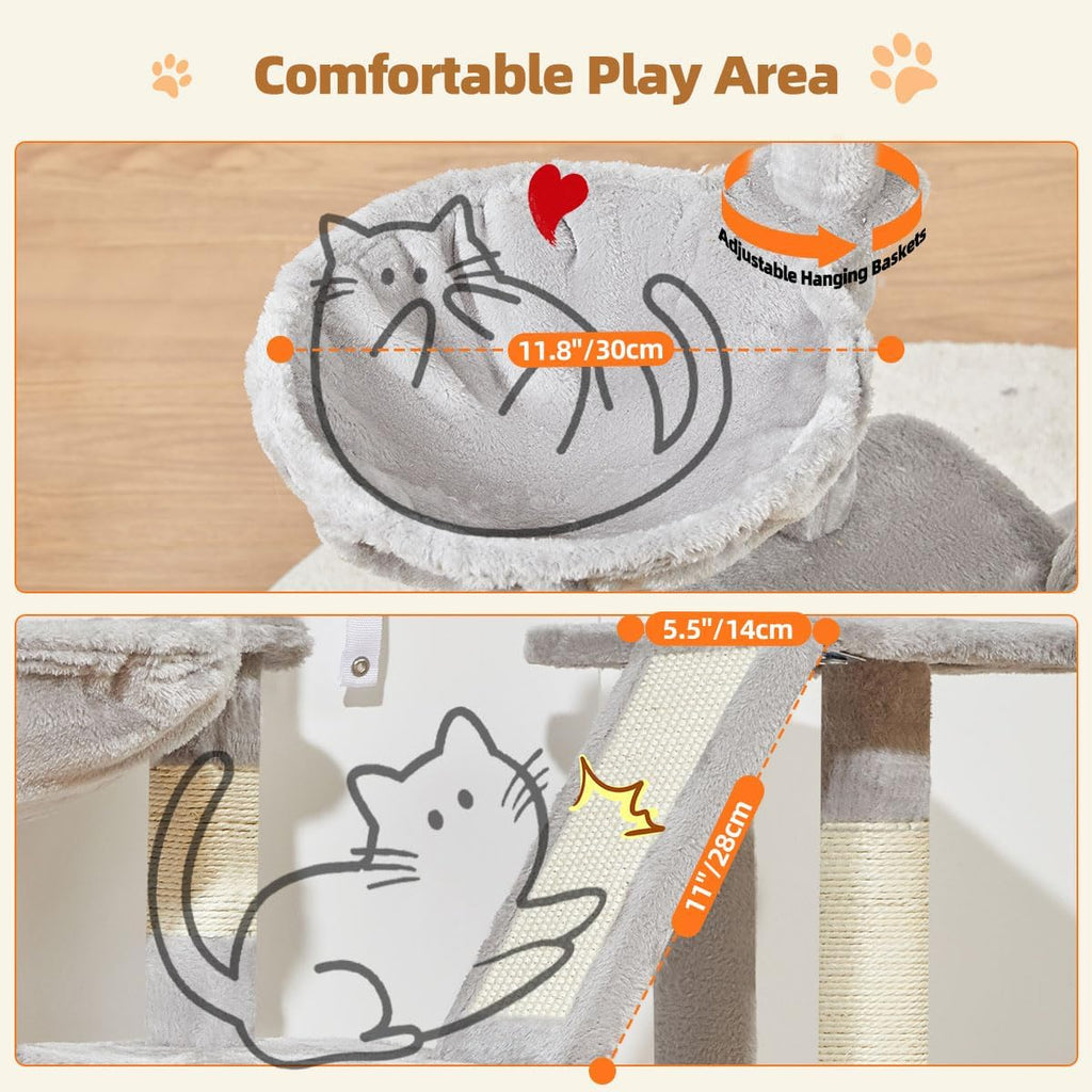 Taoqimiao Árbol para gatos, torre de gato de 38.5 pulgadas para gatos de