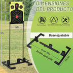 Conjunto de Soporte de Objetivo Ajustable con 10 Blancos de Papel, Dos Opciones de Montaje para Tiro al Aire Libre, Soporte Estable con Postes Metálicos y Clavos de Suelo