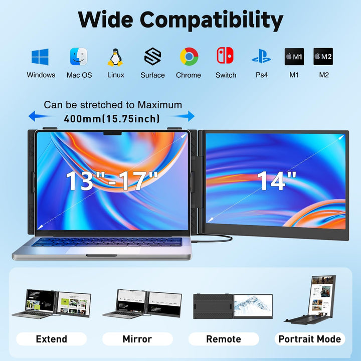 KEFEYA Extensor de pantalla para laptop, monitor portátil FHD 1080P...