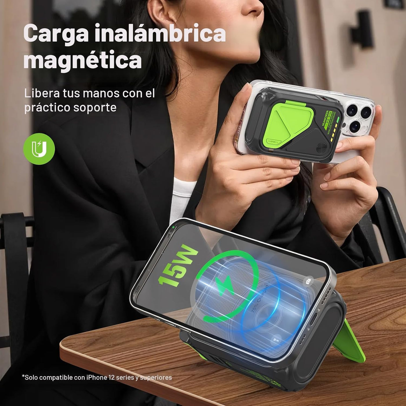 SEANCHEER P05 Cargador portátil Power Bank10000mAh Cables integrado...