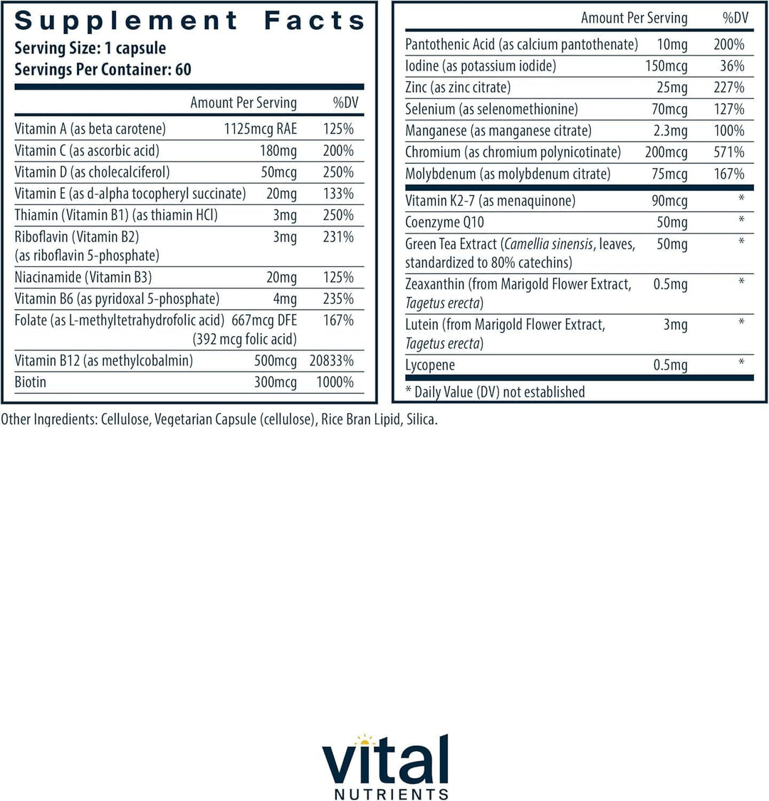 Vital Nutrients Once Daily Multivitamínico vegano para mujeres y ho...