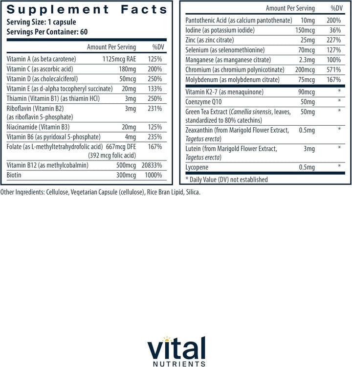 Vital Nutrients Once Daily Multivitamínico vegano para mujeres y ho...