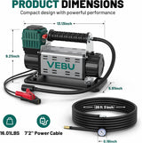 VEBU Compresor de aire de 12 V, inflador de neumáticos de 125 PSI c...