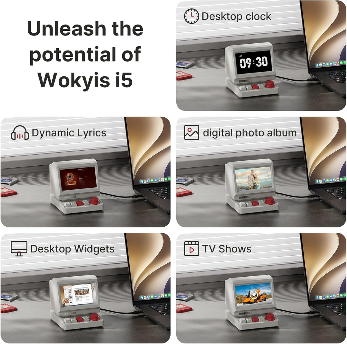 Wokyis i5 - Estación de acoplamiento retro estilo PC, pantalla HD d...