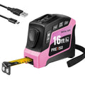 PREXISO - Cinta métrica digital 2 en 1, cinta métrica digital rosa de 16