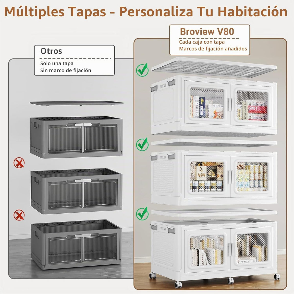 BROVIEW - Contenedor apilable extra grande de 660 cuartos de galón con tapa