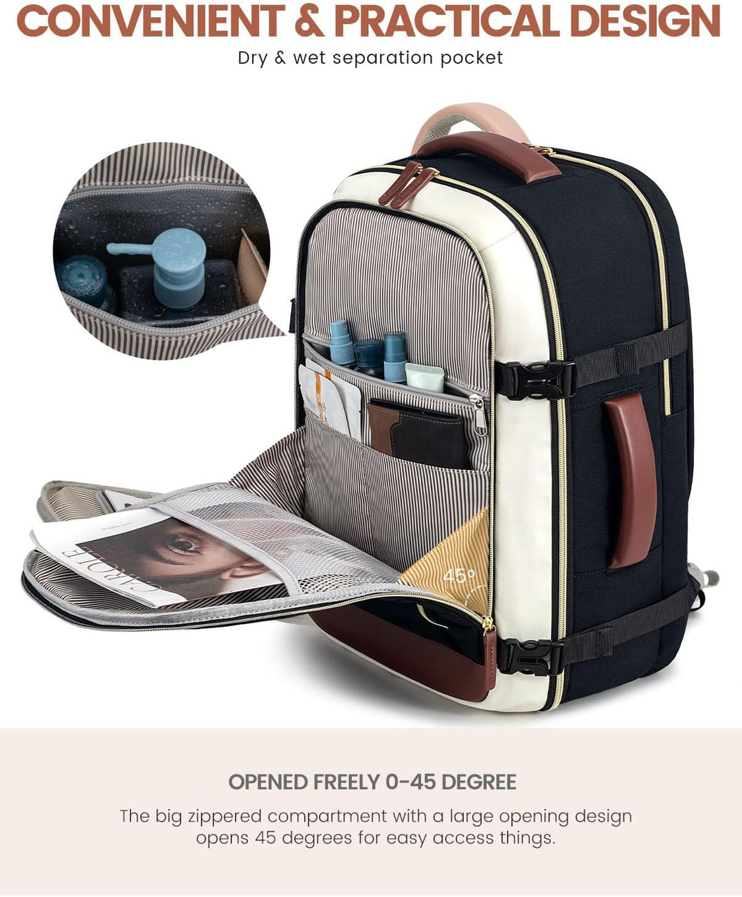 LOVEVOOK Mochila de viaje para mujer y hombre