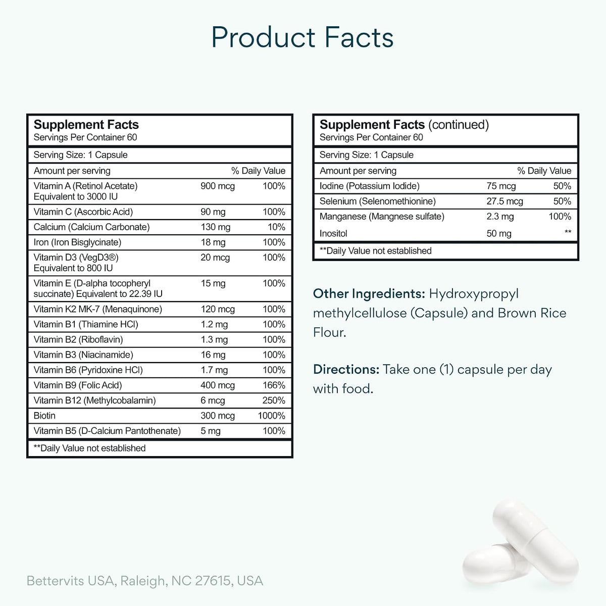 Bettervits Multivitamínico para mujeres y hombres con 13 vitaminas