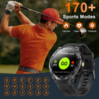 Reloj inteligente militar resistente para hombre con GPS, reloj AMOLED de seguimiento de fitness de 1.43 pulgadas con llamada Bluetooth, linterna/brújula, más de 170 modos deportivos, impermeable, reloj inteligente para hombre para Android iPhone