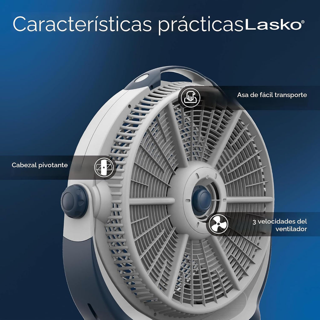 Ventilador Lasko Wind Machine, ventilador circulador de aire con 3...