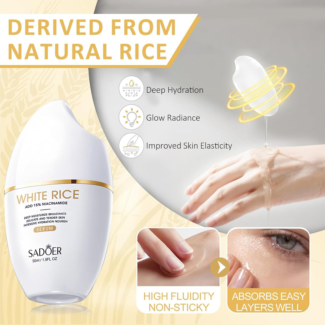 FOR SADOER Rice Niacinamide Skincare Set \u2013 Kit de 6 piezas de...