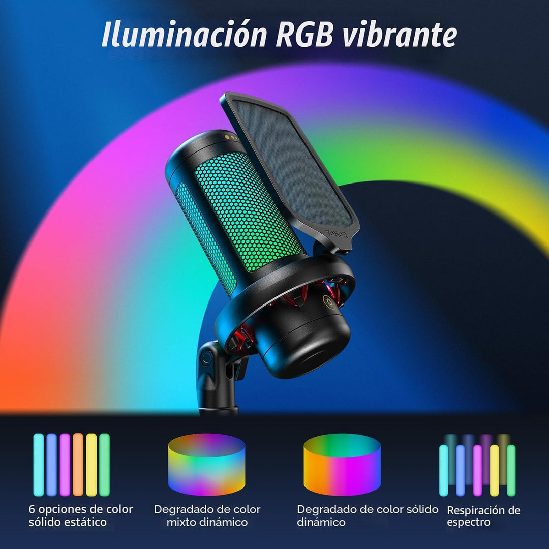 TONOR Micrófono USB Gaming para PC, micrófono de condensador cardio...