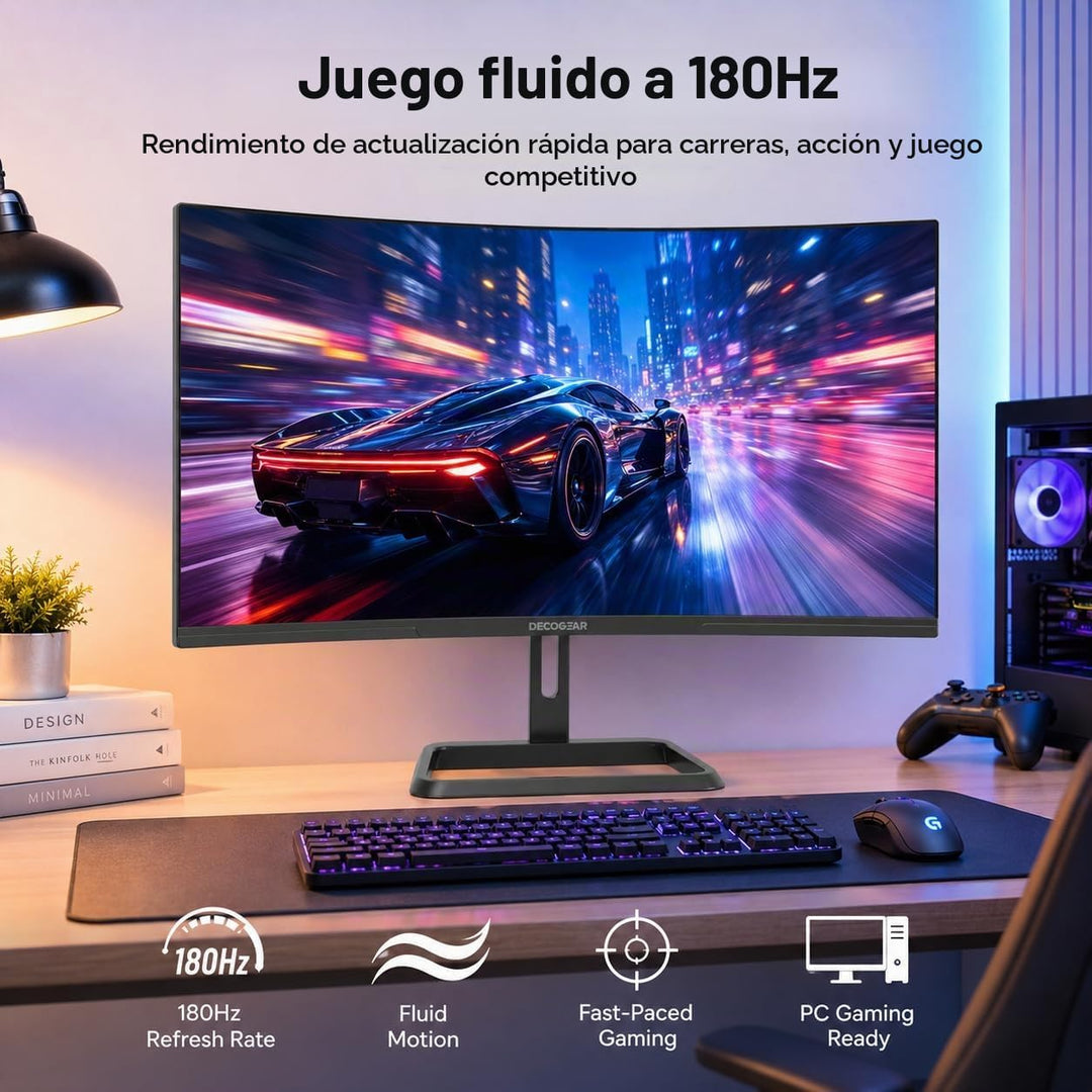 Deco Gear Monitor curvo para juegos de 34 pulgadas, 180Hz UWQHD 344...