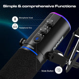 P PUPGSIS Micrófono de podcast XLR\/USB, micrófono para juegos con...