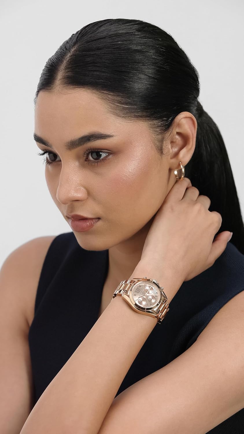 Michael Kors Bradshaw Reloj para Mujer, Reloj Cronógrafo de Acero Inoxidable para Mujer con Correa de Acero o Cuero