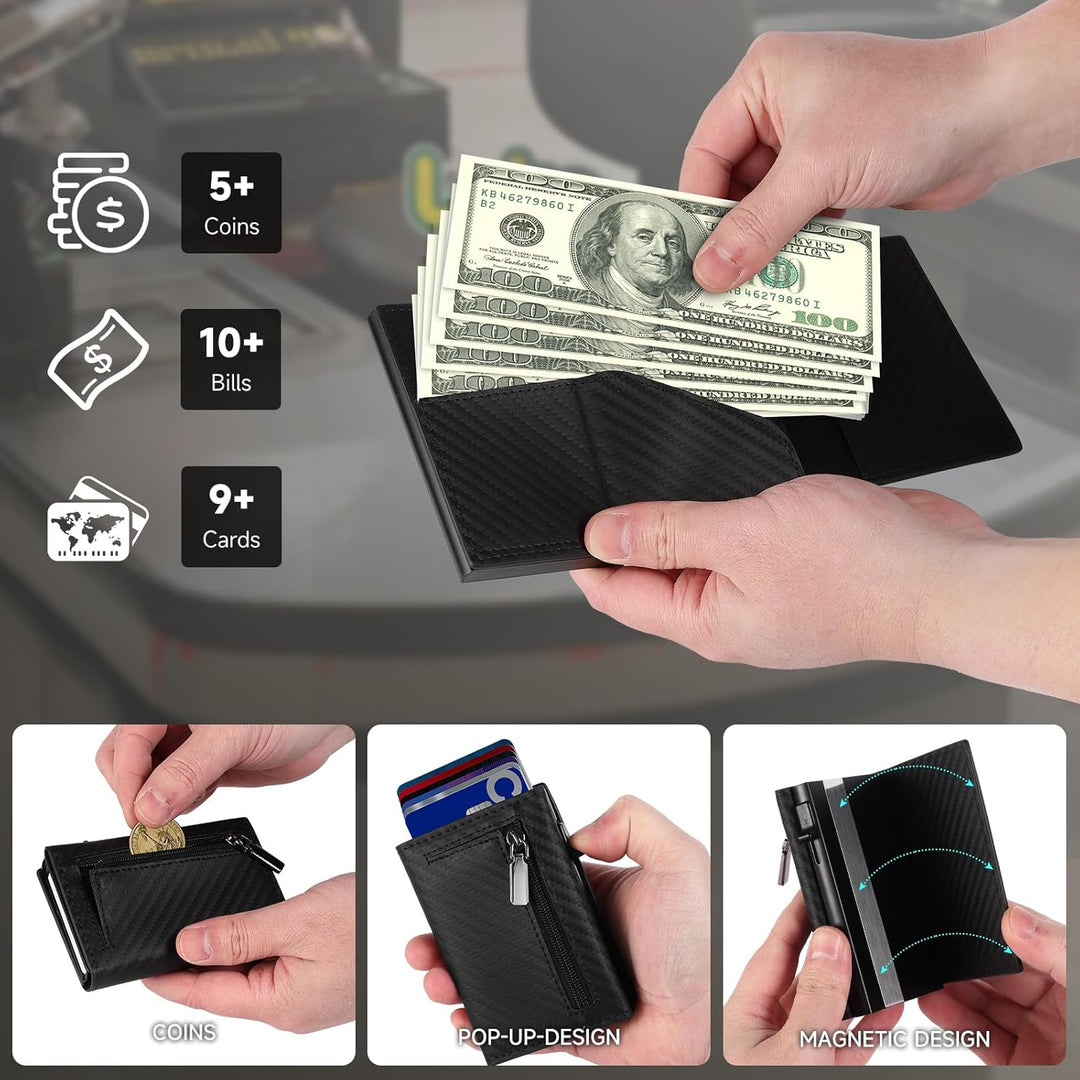 Aibirui Billetera delgada para hombre, billeteras de triple pliegue...