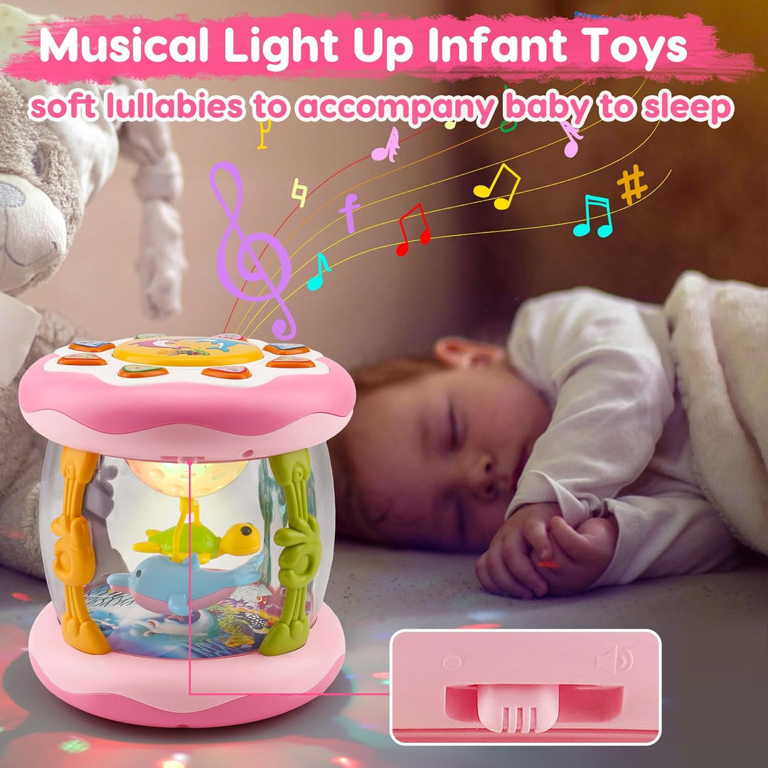 Juguetes musicales con luz para bebés proyector de océano