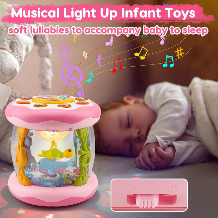 Juguetes musicales con luz para bebés proyector de océano