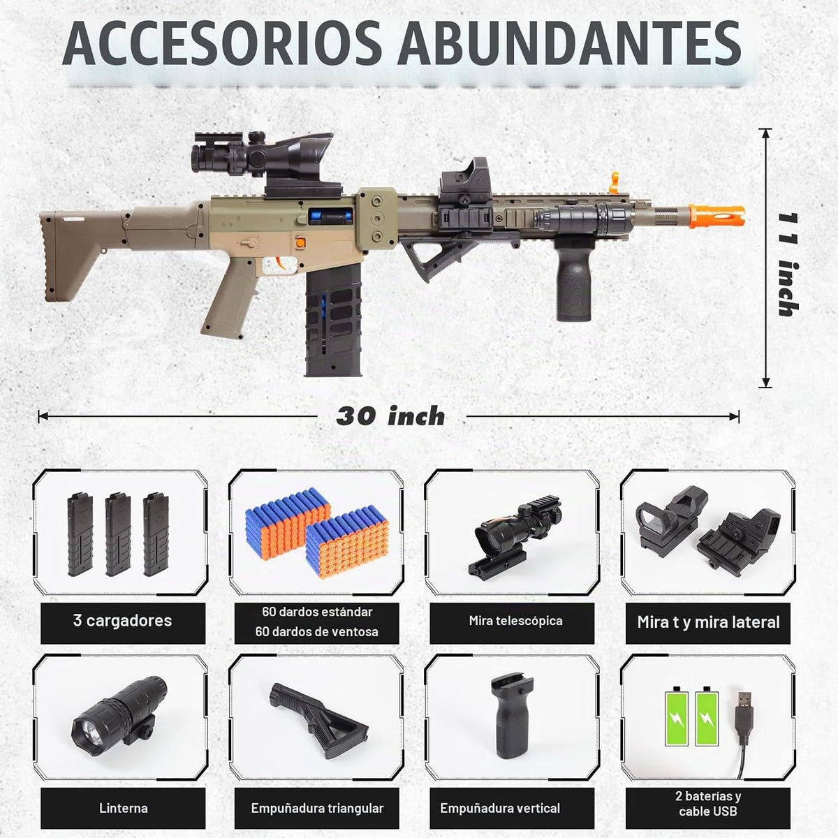 Pistolas de juguete realistas de rifle de francotirador para balas Nerf, juego de juguetes de espuma eléctrica con alcance, 120 dardos suaves y 3 revistas, pistola de juguete semiautomática para niños de 8 a 12 años