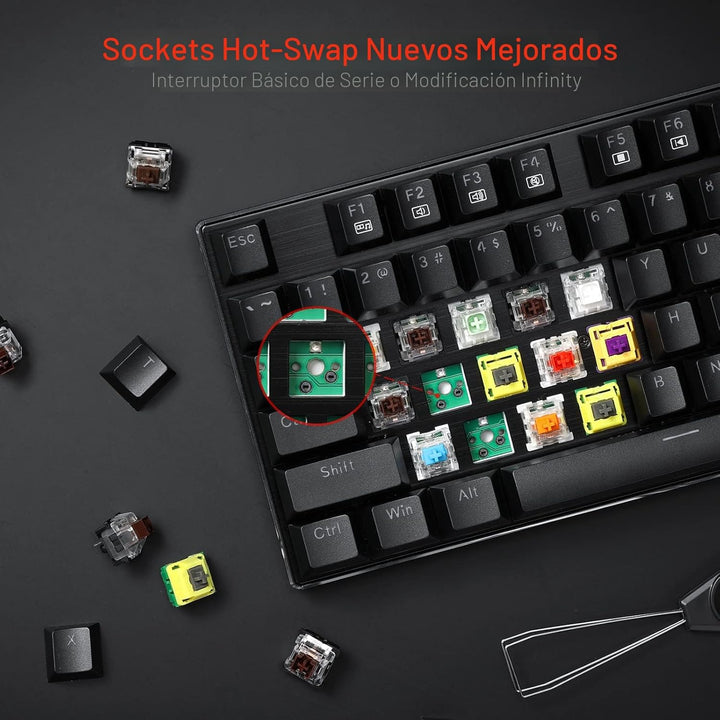 Redragon K556 teclado para juegos mecánicos con cable y luz posteri...