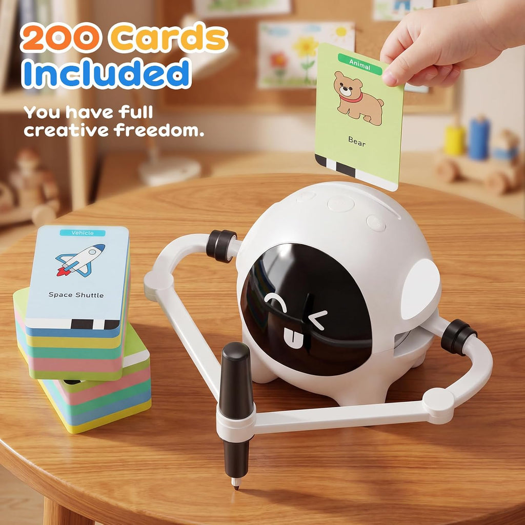 Robot de dibujo con 200 tarjetas Montessori Learning Toys para niños de 3