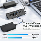 JESWO, hub USB de 9 puertos, alimentado, adaptador 20V/3.25A