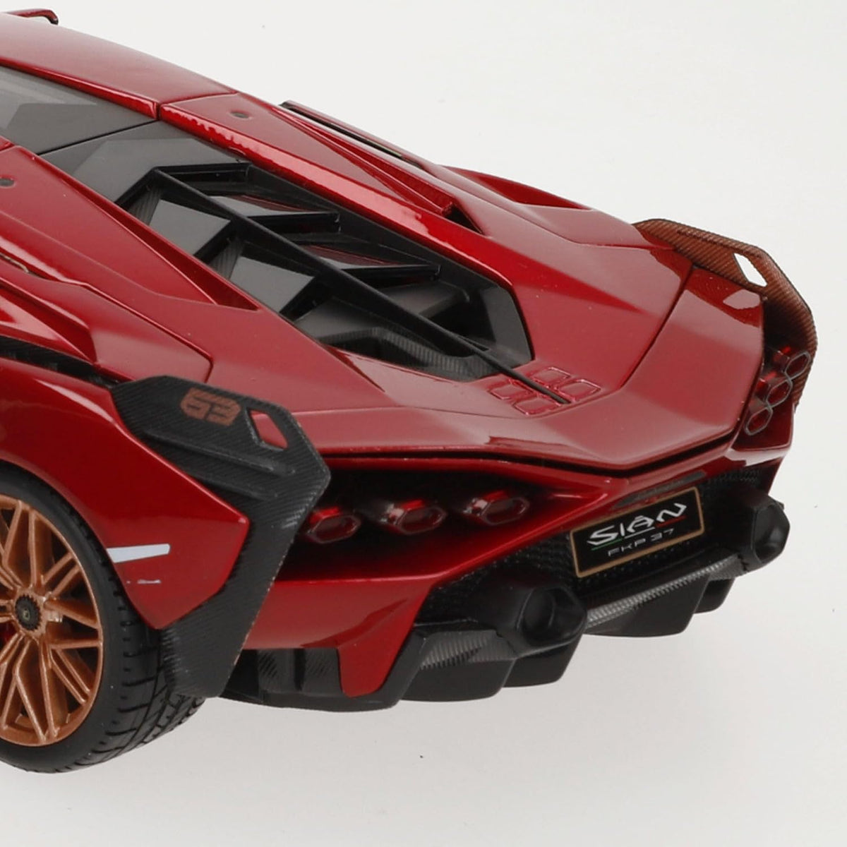 Lamborghini Sian FKP 37 Rojo con ruedas de cobre 118 Modelo de automóvil fundido a presión por Bburago 11046 TY-18-11046R