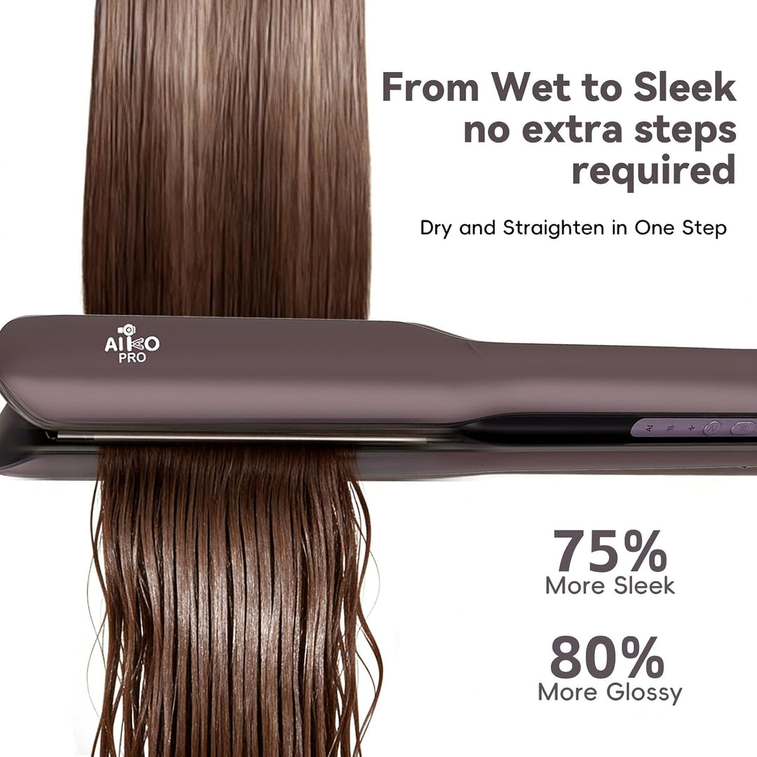 AirGlide - Plancha y secadora de cabello húmedo a seco 2 en 1 con f...