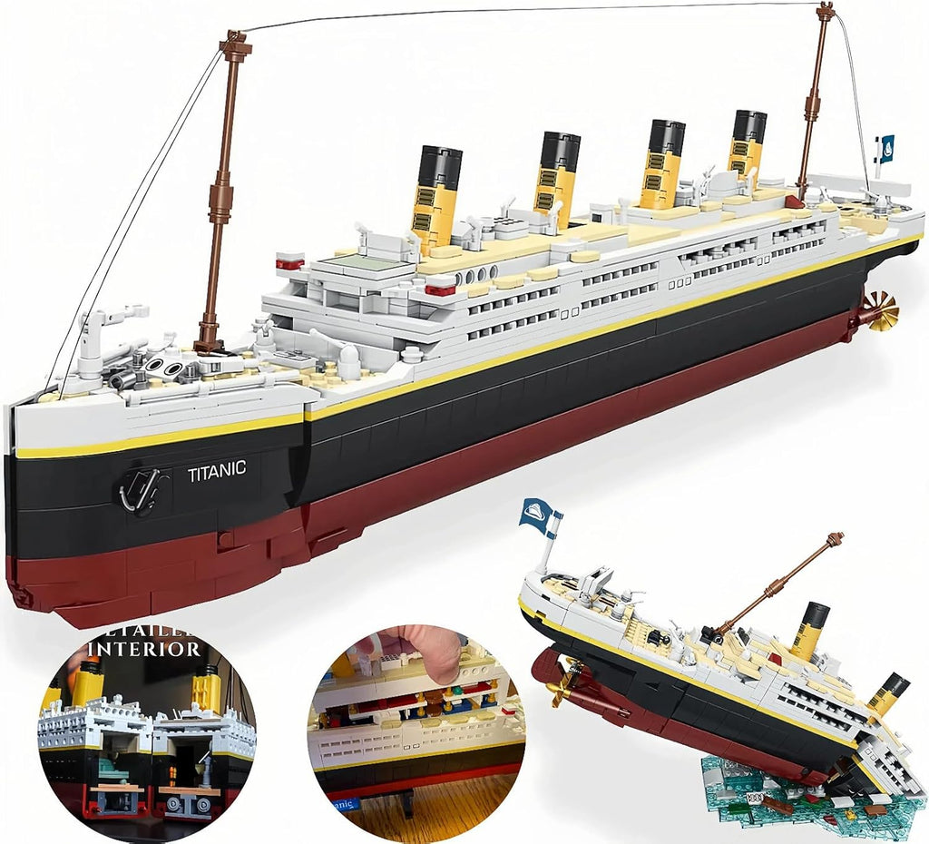 Kit de modelo Titanic - Juego de bloques de construcción de buques Titanic grandes, rompecabezas educativo 3D STEM, regalos para niños y adultos, arquitectura coleccionable ideal para decoración del hogar y la oficina