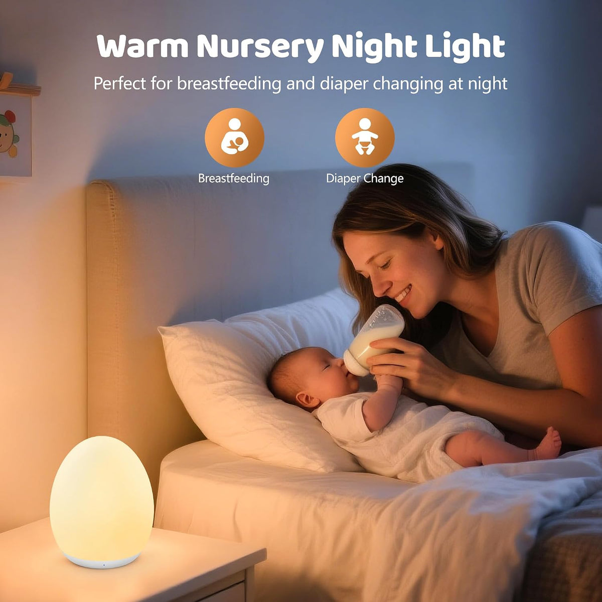 Lámpara Luz nocturna para niños, 7 colores cambiantes de luz de huevo
