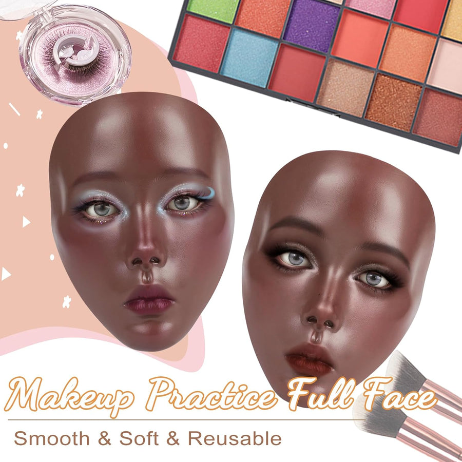 Banugo Cara de maniquí de maquillaje, cabeza de silicona con kit de...