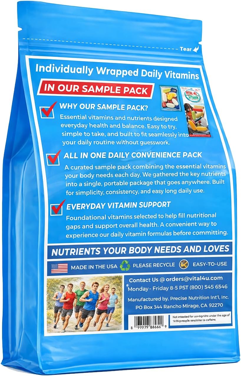 VITAL 4U Paquetes multivitamínicos diarios prémium para hombres y m...