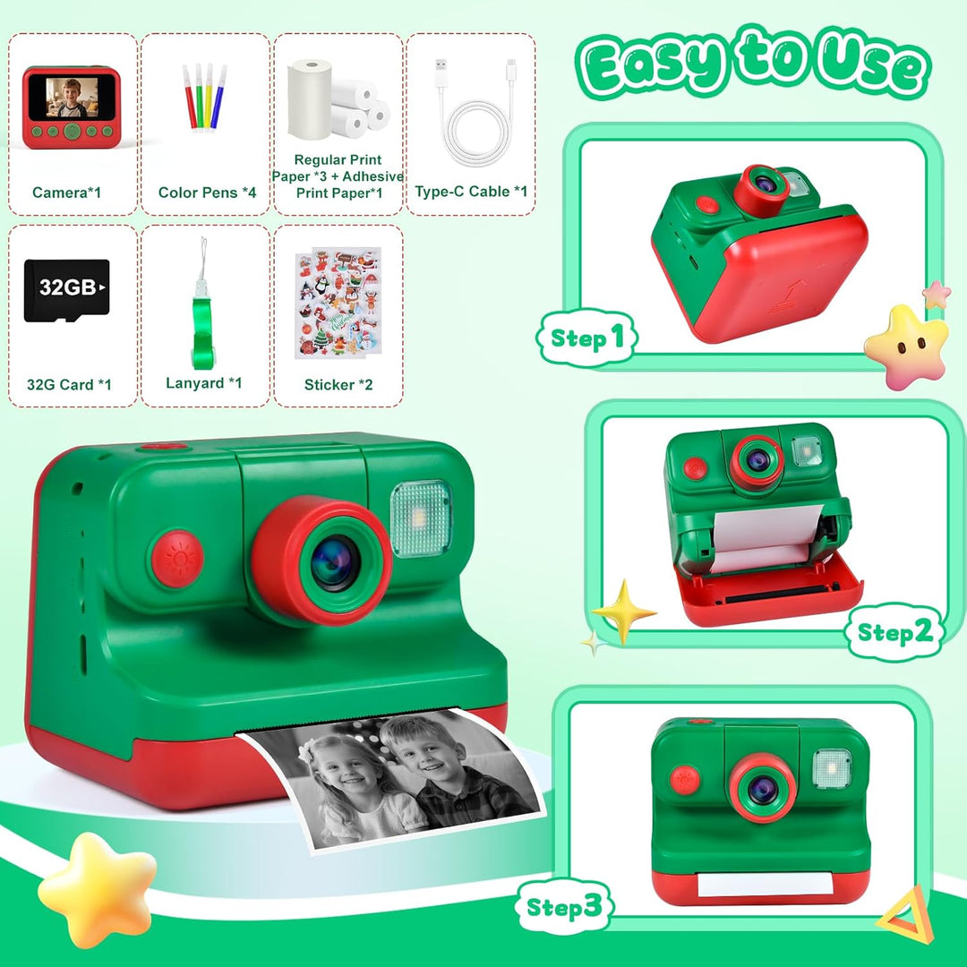 Elecoutek Cámara de impresión instantánea para niños con bolsa de t...