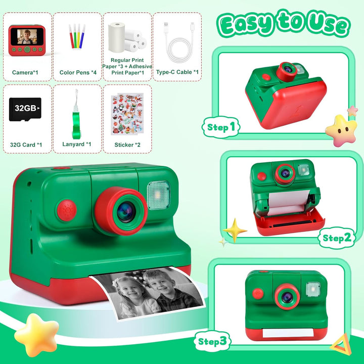 Elecoutek Cámara de impresión instantánea para niños con bolsa de t...
