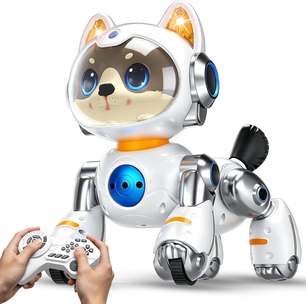 Robot inteligente de juguete para perros, 2.4 GHz, gesto remoto y control táctil, cachorro robótico, efecto de aerosol de baile musical y sonidos de ladridos, mascota electrónica recargable, regalo de