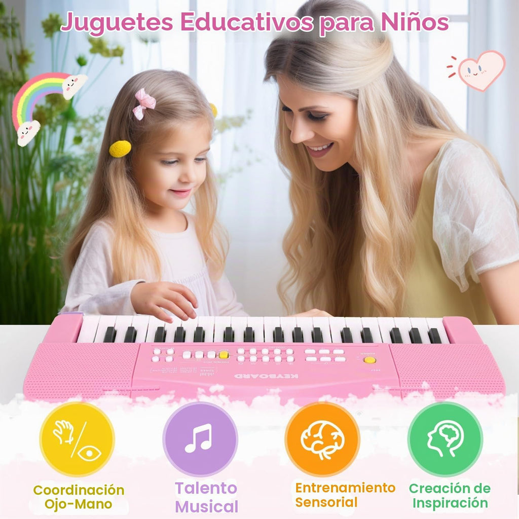 37 teclas para niños pequeños, teclado de piano eléctrico, pianos con micrófono