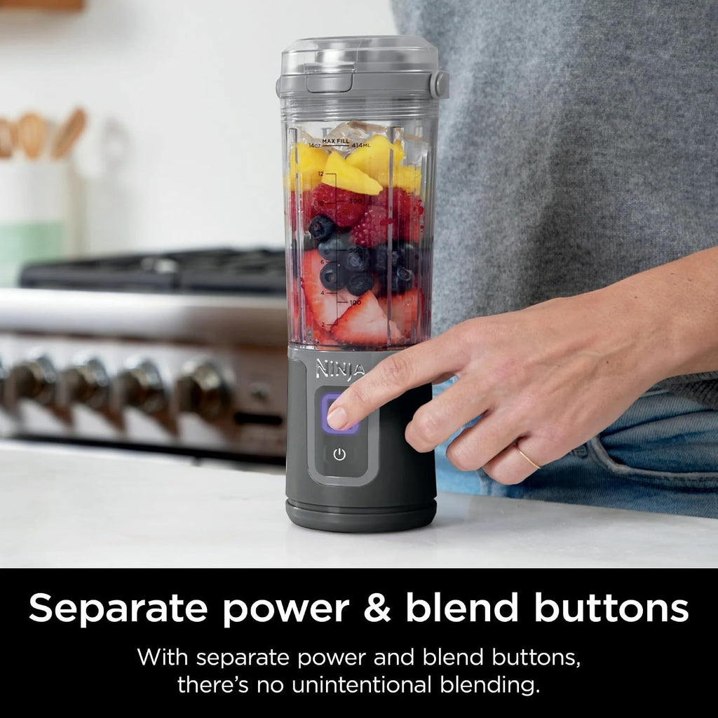 Ninja Blast 16 oz. Licuadora personal portátil con tapa a prueba de fugas y pico Easy Sip, perfecta para batidos, inalámbrica, recargable por USB-C, piezas aptas para lavavajillas (Renovada) (Negro)