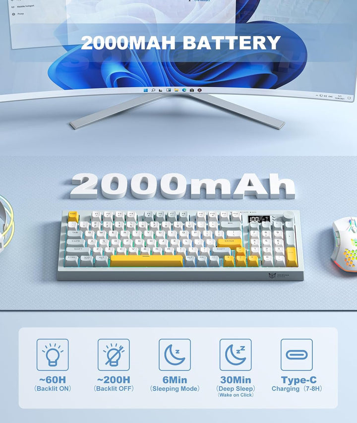 Membrana cremosa de teclado inalámbrico con retroiluminación arcoír...