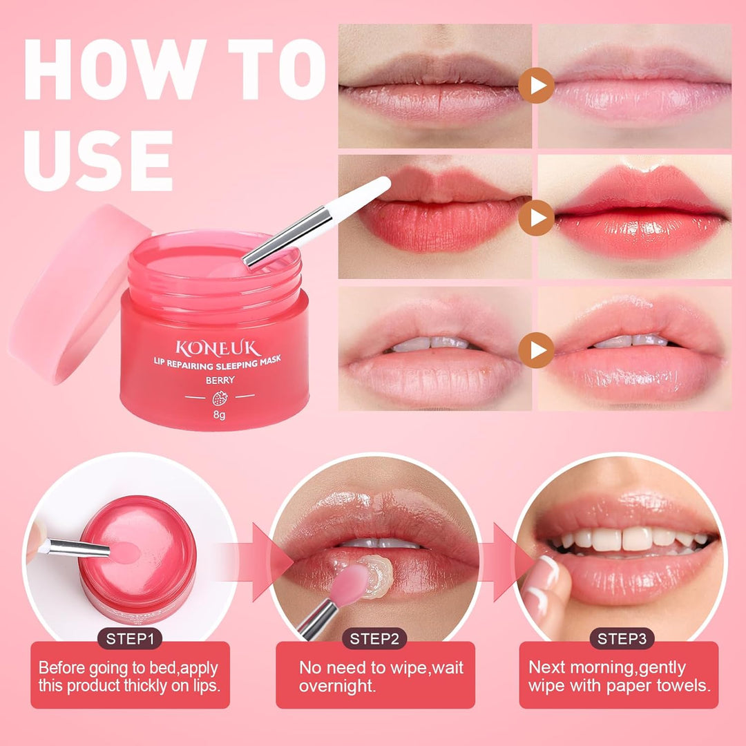 Paquete de 24 máscaras de labios para dormir, máscara de labios a g...