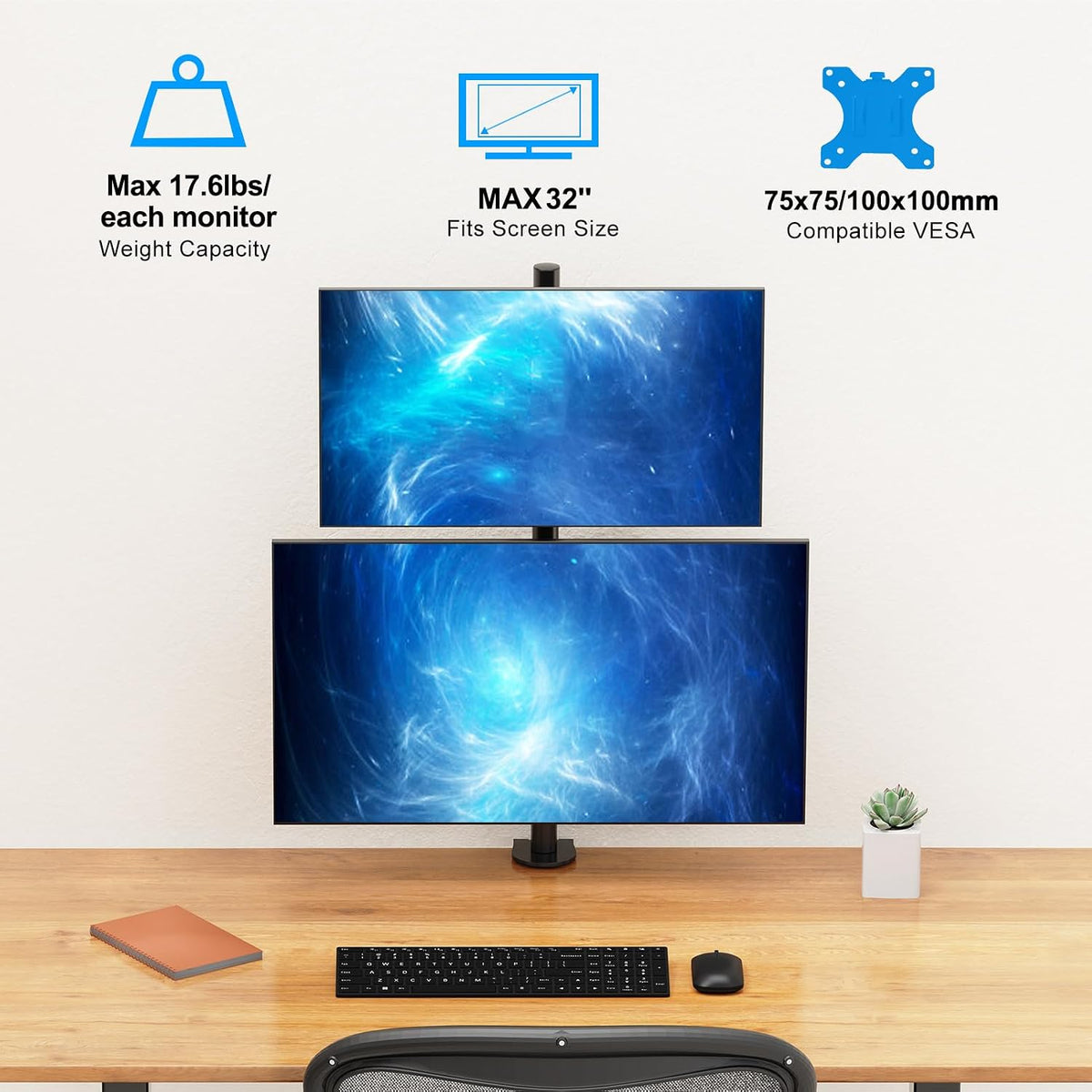 Soporte vertical para monitor dual para pantalla de computadora