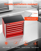 VEVOR Caja de herramientas de metal, de 8.6 pulgadas, caja de herramientas metálica portátil con 5 cajones, pequeño cofre de herramientas con forros EVA y almohadillas de PP, acero resistente con