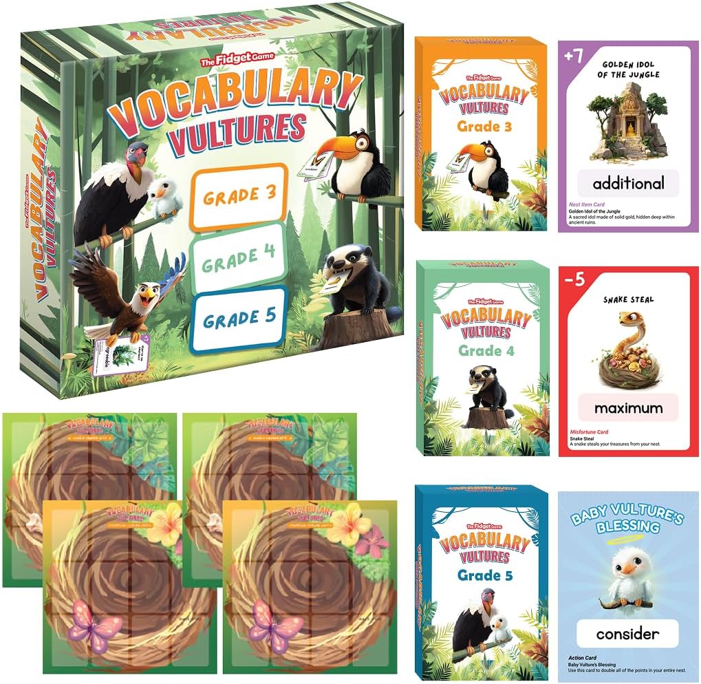 The Fidget Game Vocabulario Buitres, Juegos de palabras para niños de 8 a